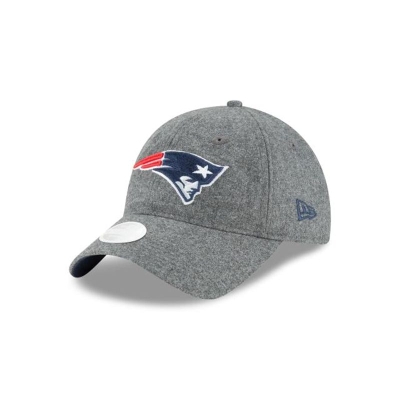 Grey New England Patriots Hat - New Era NFL Melton Wool 9TWENTY Adjustable Caps USA6420758